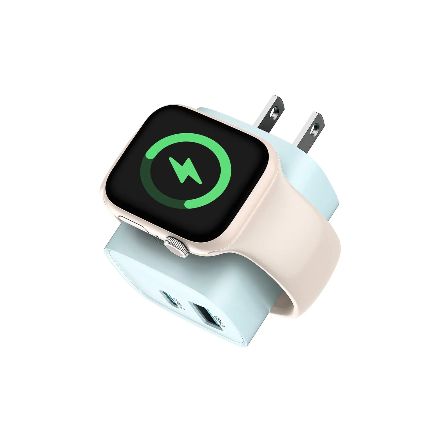 Tessan Colorful 3-In-1 PD20W USB-C Charger Block - Built-In Wireless Watch Charging, Dual Ports, Wireless Fast Charging Charger for Iwatch Ultra/9/8/7/6/Se Series, Iphone 17/17 Pro/16/16 Pro/15 Series, Cellphones, Iphone Charger
