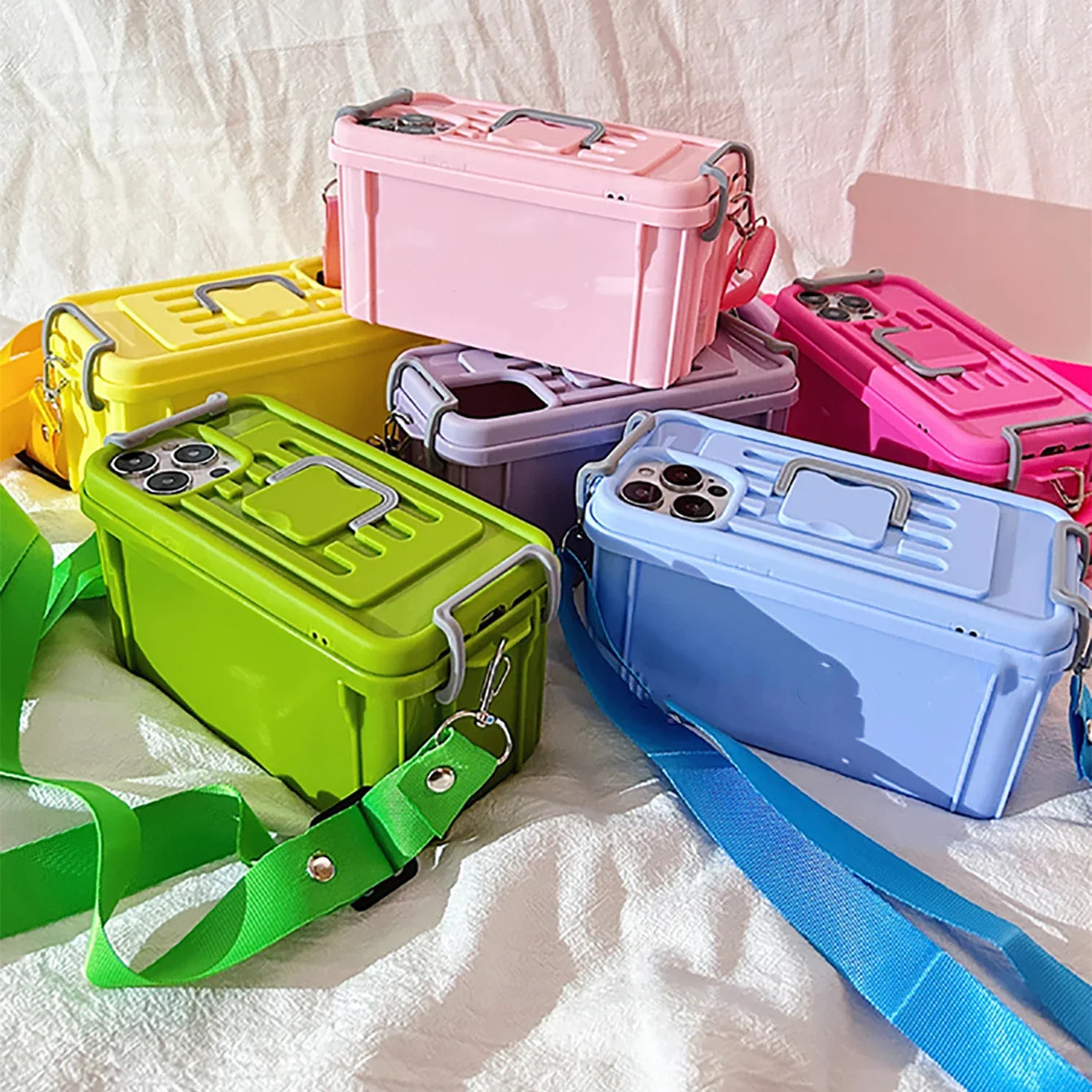 Hot Creative Storage Box Crossbody Lanyard Silicone Phone Shell for Iphone 11 12 13 14 15 Pro Max Funny Shockproof Soft Cover