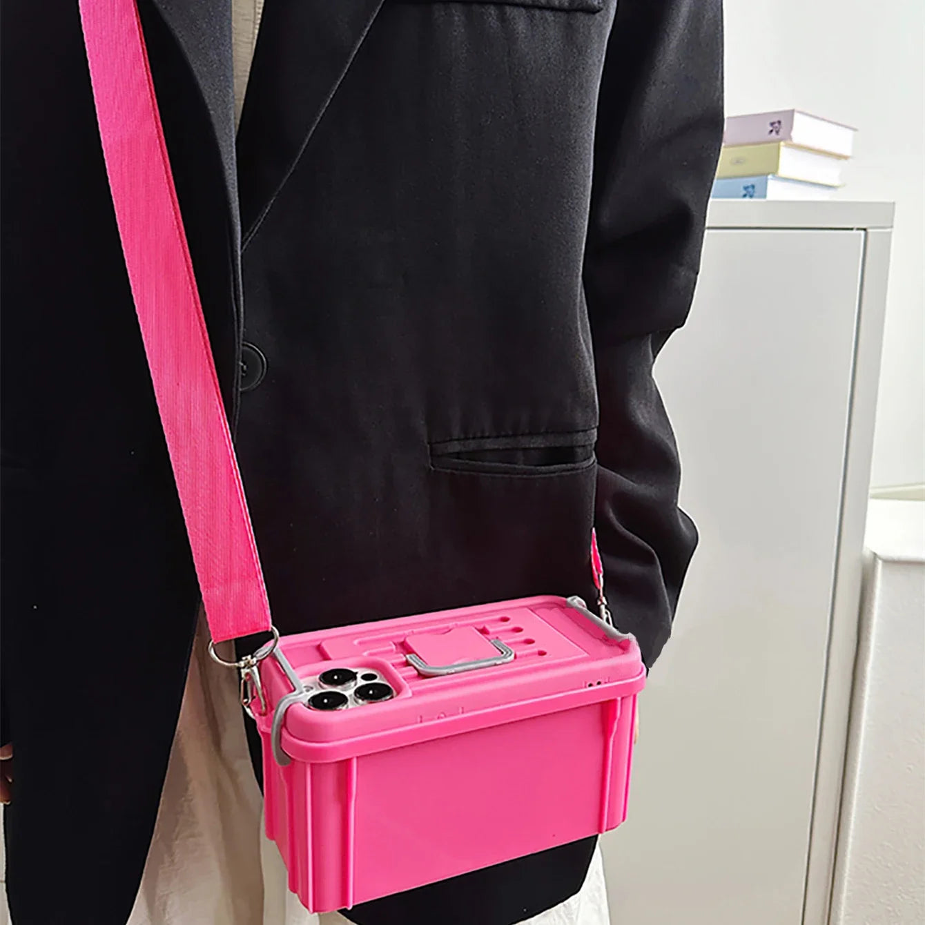 Hot Creative Storage Box Crossbody Lanyard Silicone Phone Shell for Iphone 11 12 13 14 15 Pro Max Funny Shockproof Soft Cover