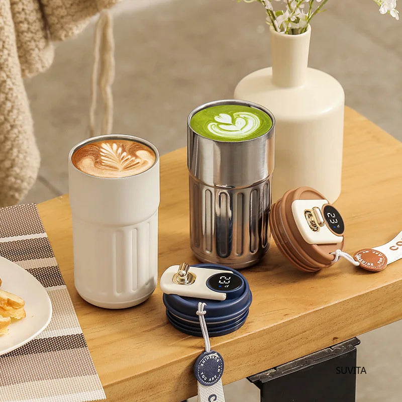 Intelligent Digital LED Temperature Display Coffee Cup Stainless Steel Thermo Bottle Keeps Cold and Heat Business Thermal Mug