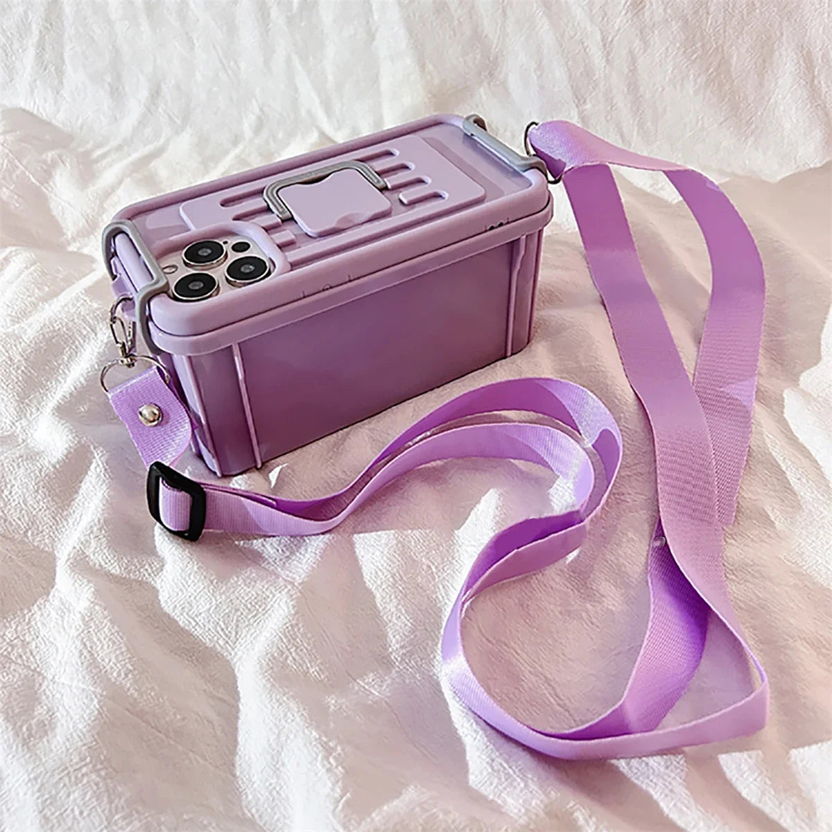 Hot Creative Storage Box Crossbody Lanyard Silicone Phone Shell for Iphone 11 12 13 14 15 Pro Max Funny Shockproof Soft Cover