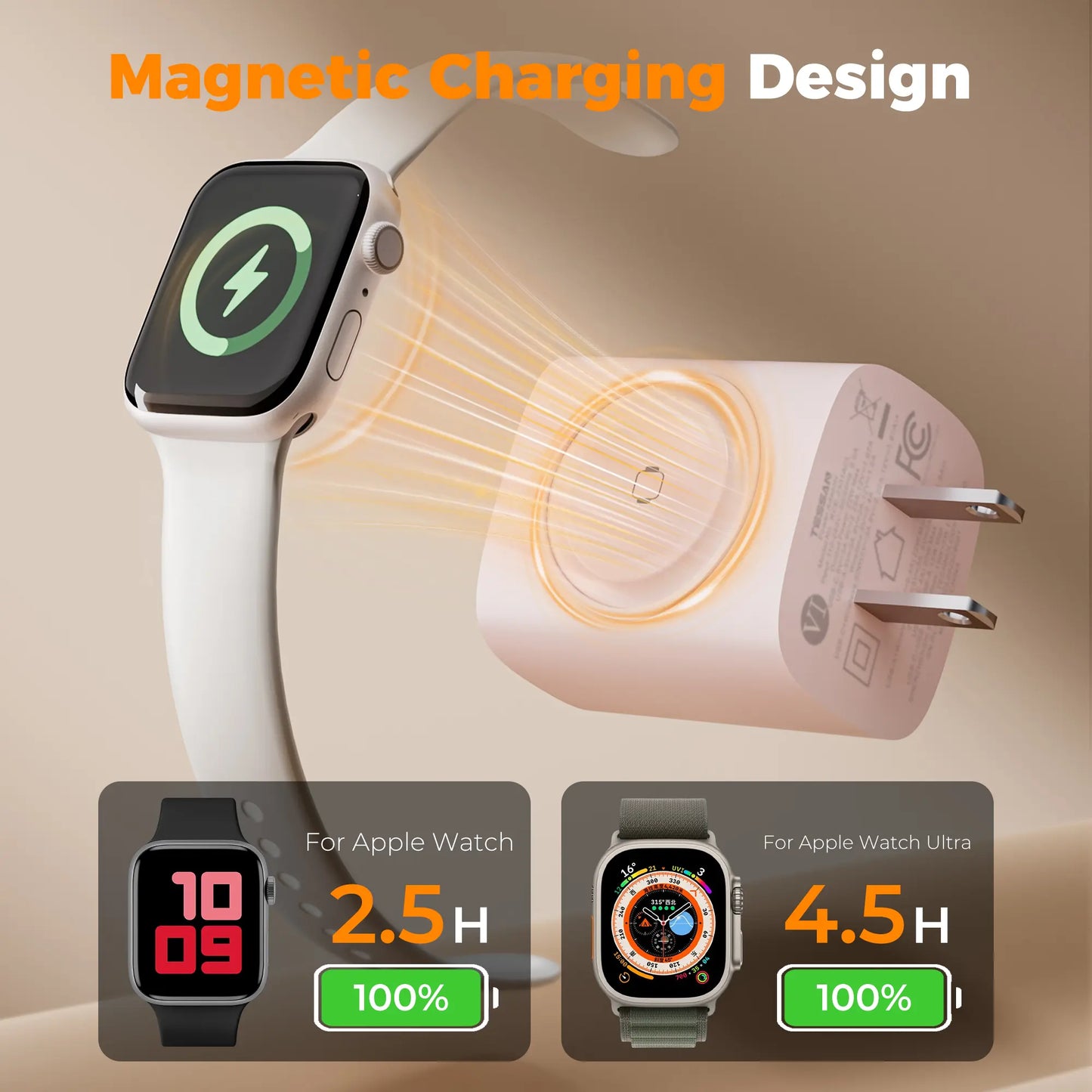 Tessan Colorful 3-In-1 PD20W USB-C Charger Block - Built-In Wireless Watch Charging, Dual Ports, Wireless Fast Charging Charger for Iwatch Ultra/9/8/7/6/Se Series, Iphone 17/17 Pro/16/16 Pro/15 Series, Cellphones, Iphone Charger